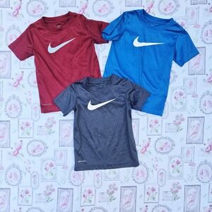 Lot of 3 Nike Dri-FIT Swoosh Performance Boys T-Shirts Red Blue Gray Size 4 XS